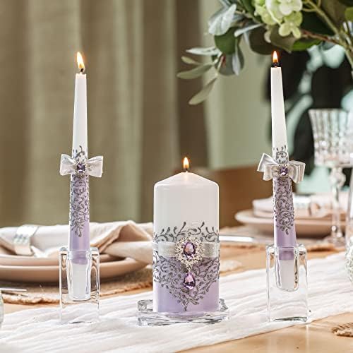 VABA Pure Purple Unity Wedding Candles Set