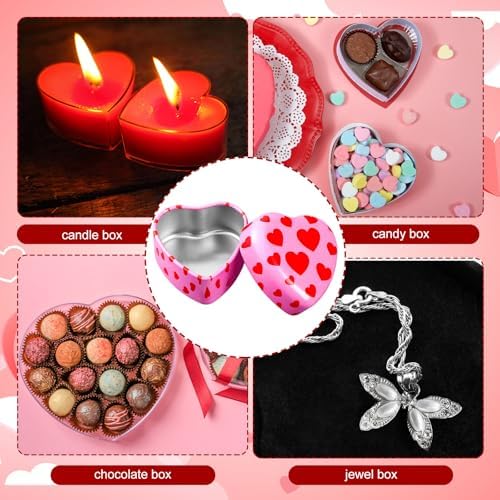 24pcs Heart Shaped Candle Tins Valentines Day with Lids 2 oz Travel-friendly