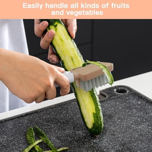2 in 1 Vegetable Brush and Julienne Peeler Pink