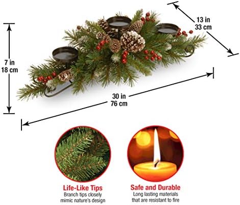 National Tree Company Artificial Christmas Centerpiece with 3 Candle Holders