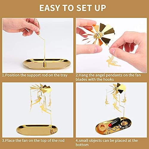 Spinning Candle Holder - Gold Elves