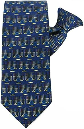 Jacob Alexander Hanukkah Candle Light Clip-On Tie with Star of David Design