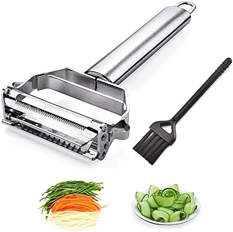 JianGLAI Stainless Steel Julienne Peeler with Cleaning Brush Carrot Potato Slicer