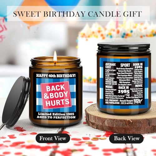 40th Birthday Candle for Women Men