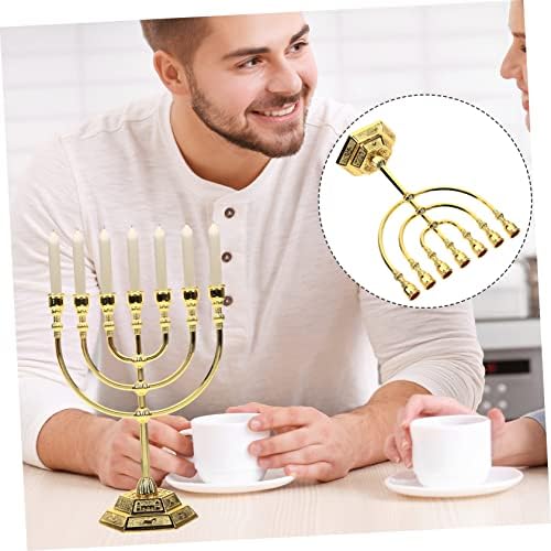 Elegant 7-Piece Metal Candlestick Set for Jewish Decor