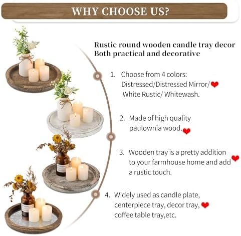 Hanobe Candle Plate Rustic Wooden Table Centerpiece