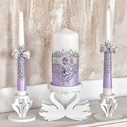 VABA Pure Purple Unity Wedding Candles Set