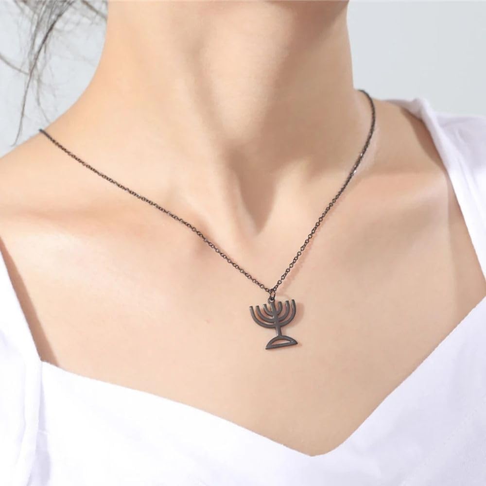 2025 Geometric Menorah Necklace Premium Stainless Steel Chain for Women