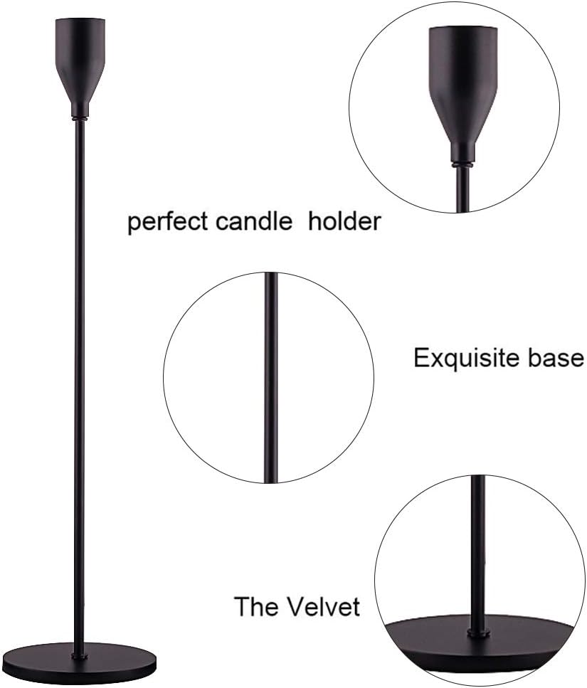 Matte Black Candle Holder Set of 3 for Taper Candles