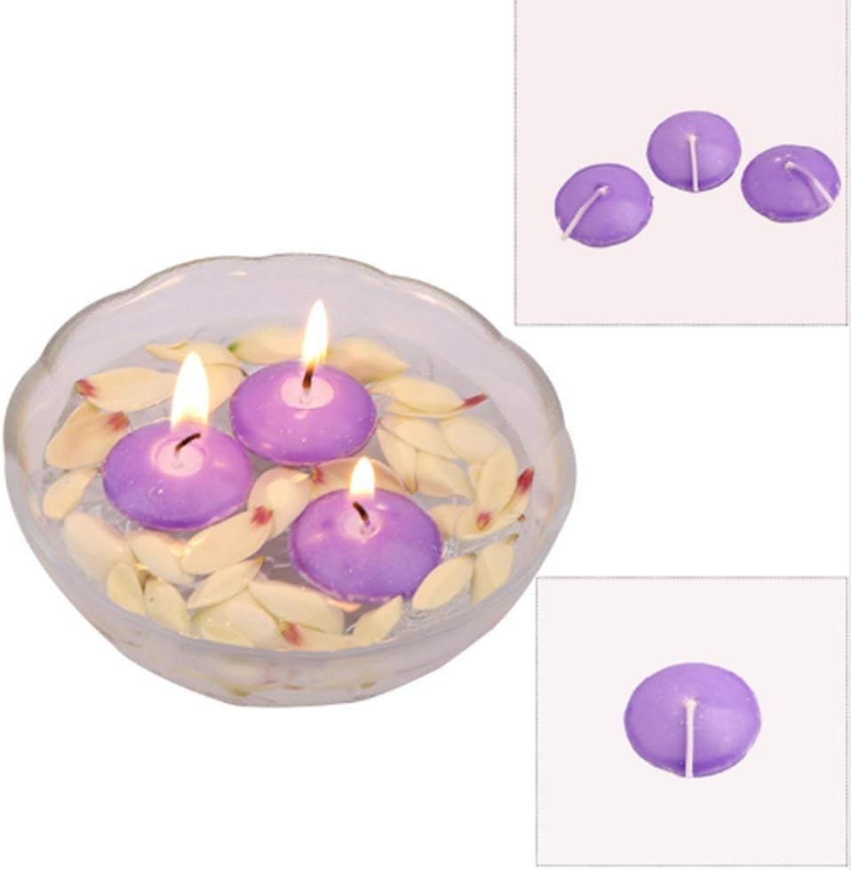 12-Piece Purple Smokeless Floating Candles for Weddings Birthdays More