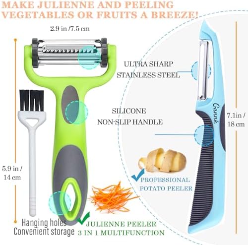 3-in-1 Julienne Potato Peeler Set with Julienne Bit and Potato Nullifier