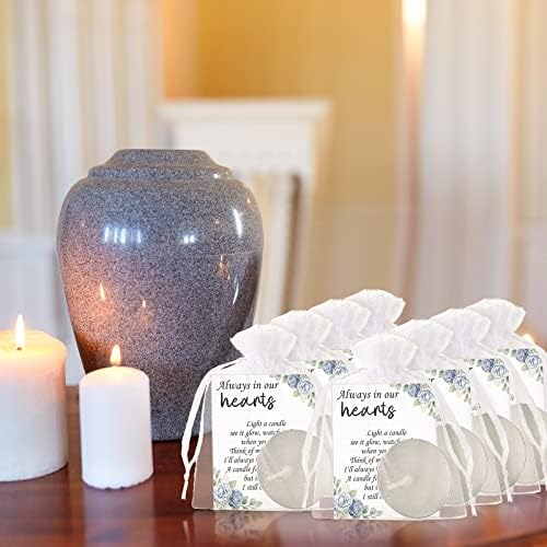 50 Set funeral party favors memorial white tea lights cards