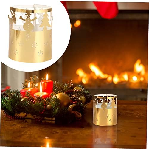 Paper Candle Lampshade with Snowflakes in Gold for Christmas or Weddings