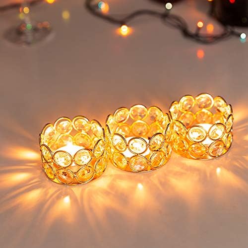Gleaming Gold Crystal Candle Holders