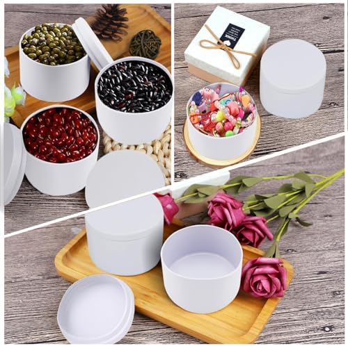 BBAXI 24-Piece Matte White Candle Tin for DIY Storage Travel