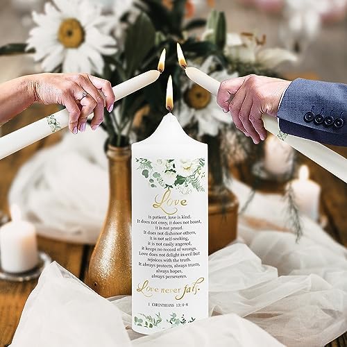 3 ElegantlyDesigned Wedding Candles with Gold Holders