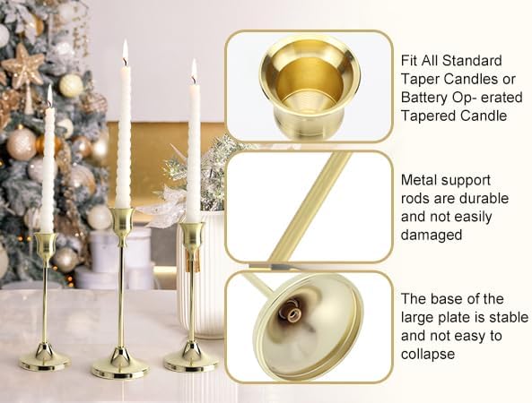 Sturdy 6-Piece Gold Candlestick Holders
