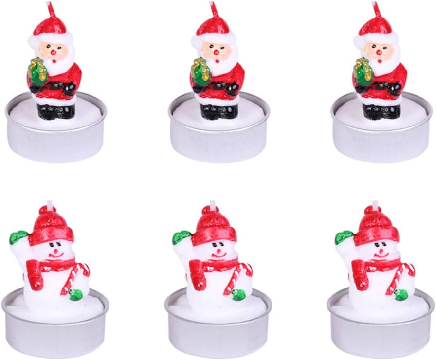 Happyyami Santa Snowman Themed Christmas Decor Candles