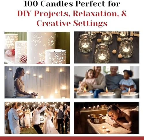 100 Pk White Unscented Tealight Candles Metal Cups