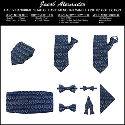 Jacob Alexander Hanukkah Candle Light Clip-On Tie with Star of David Design