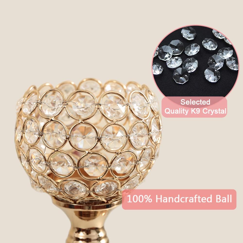 VINCIGANT Gold Crystal Candle Holders Set of 2 - Elegant