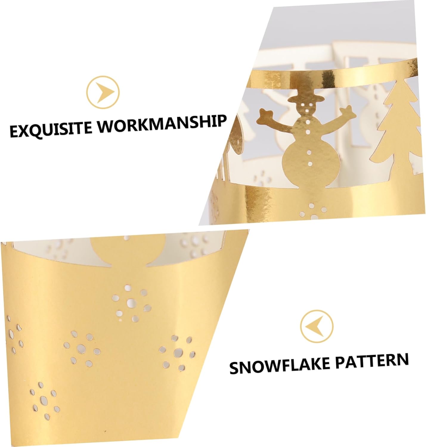 Paper Candle Lampshade with Snowflakes in Gold for Christmas or Weddings