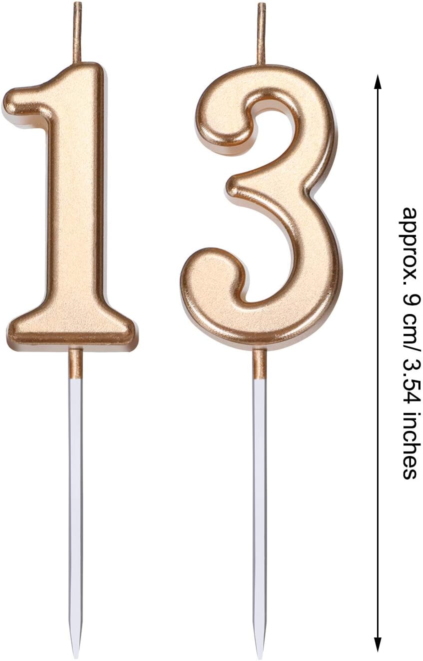 13th Birthday Candles - Elegant 354 Cake Topper for Parties