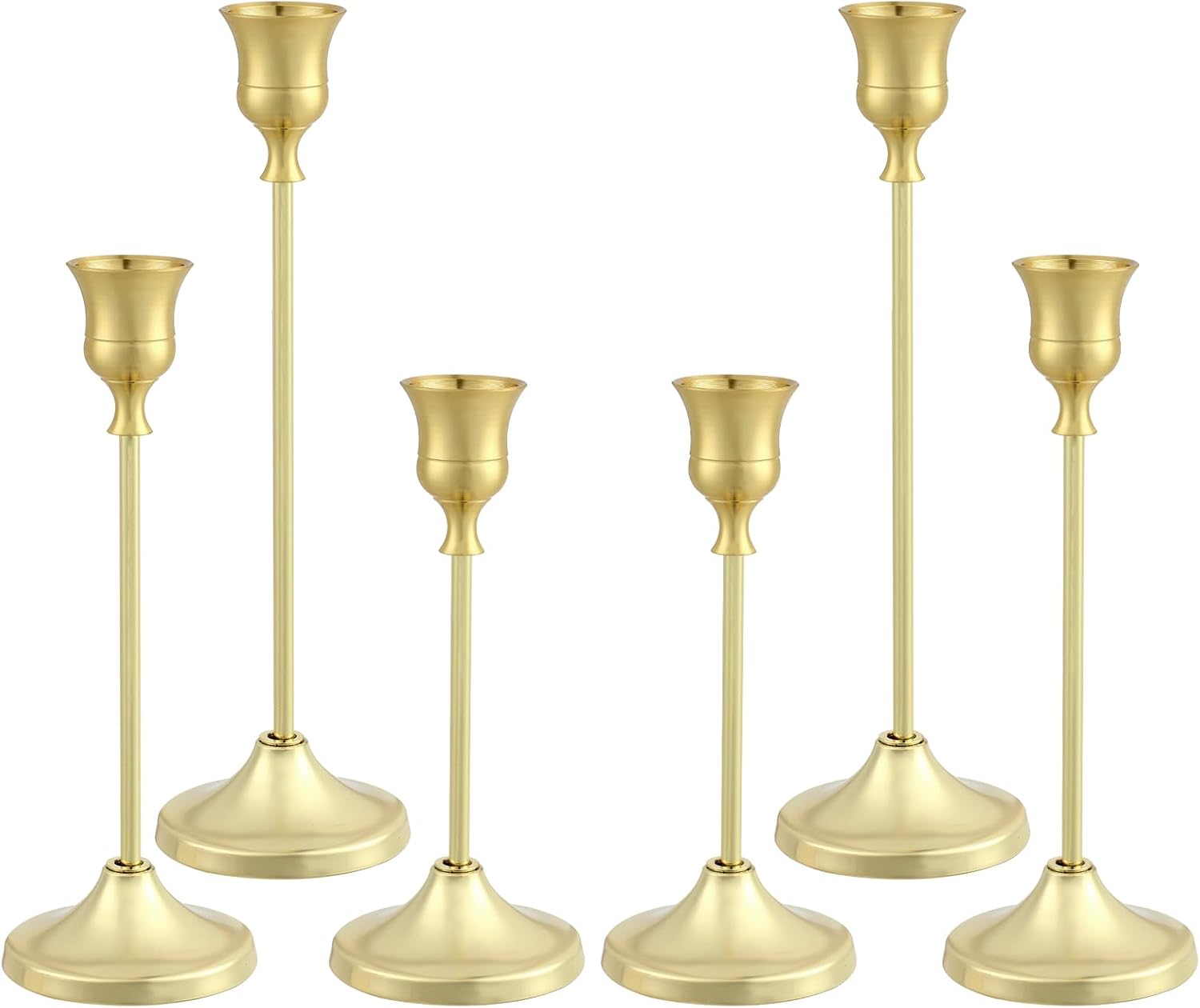 Sturdy 6-Piece Gold Candlestick Holders