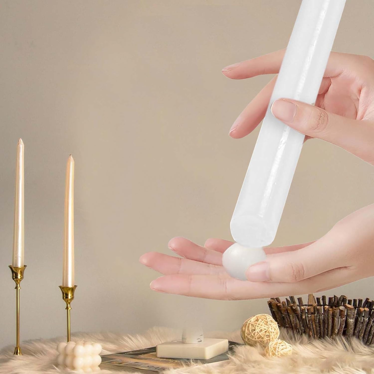 24 Dots Candle Taper Holders Adhesive for Candles