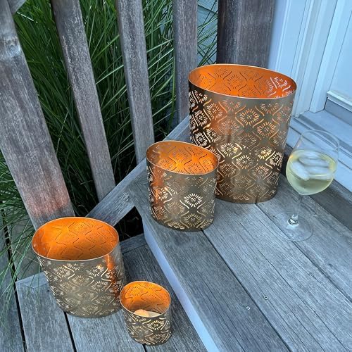 Modernist Candle Holder Set - Set of 4 - Star-Gazer Lattice Design