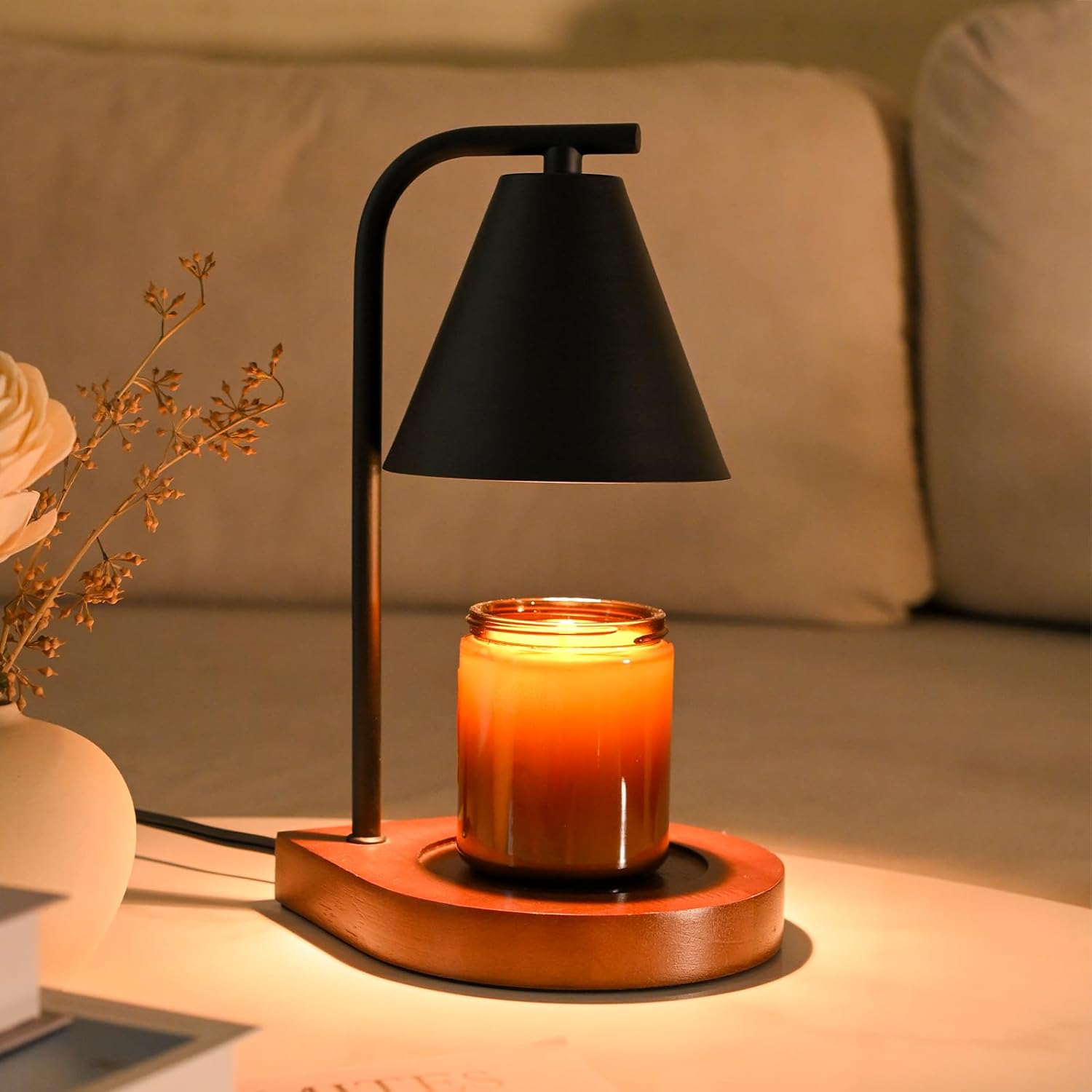 SOKCVSEA Candle Warmer Lamp Dimmable Candle Warmer with 2 Bulbs Black