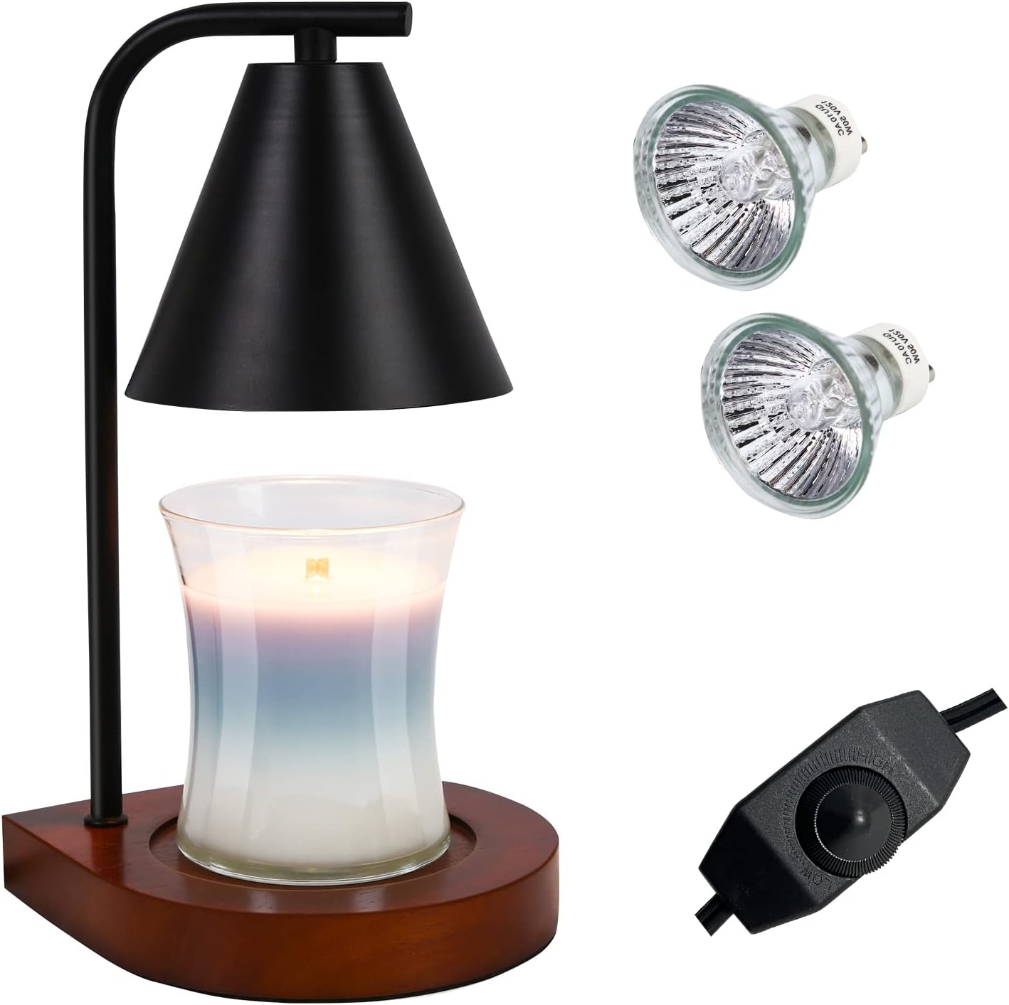 SOKCVSEA Candle Warmer Lamp Dimmable Candle Warmer with 2 Bulbs Black
