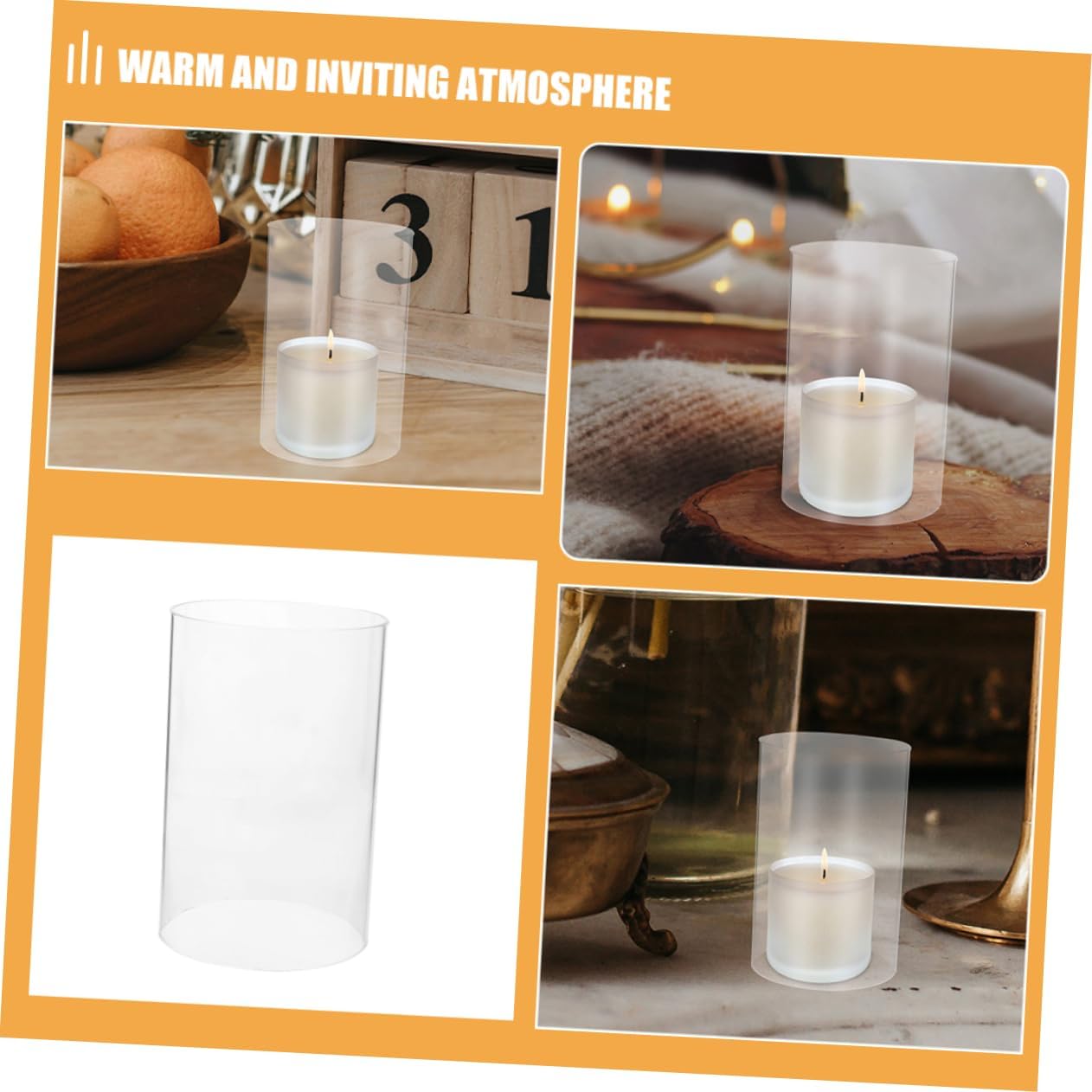 Clear Glass Candle Holder Sleeve by PRETZOOM Wind-Protected Multiple Uses