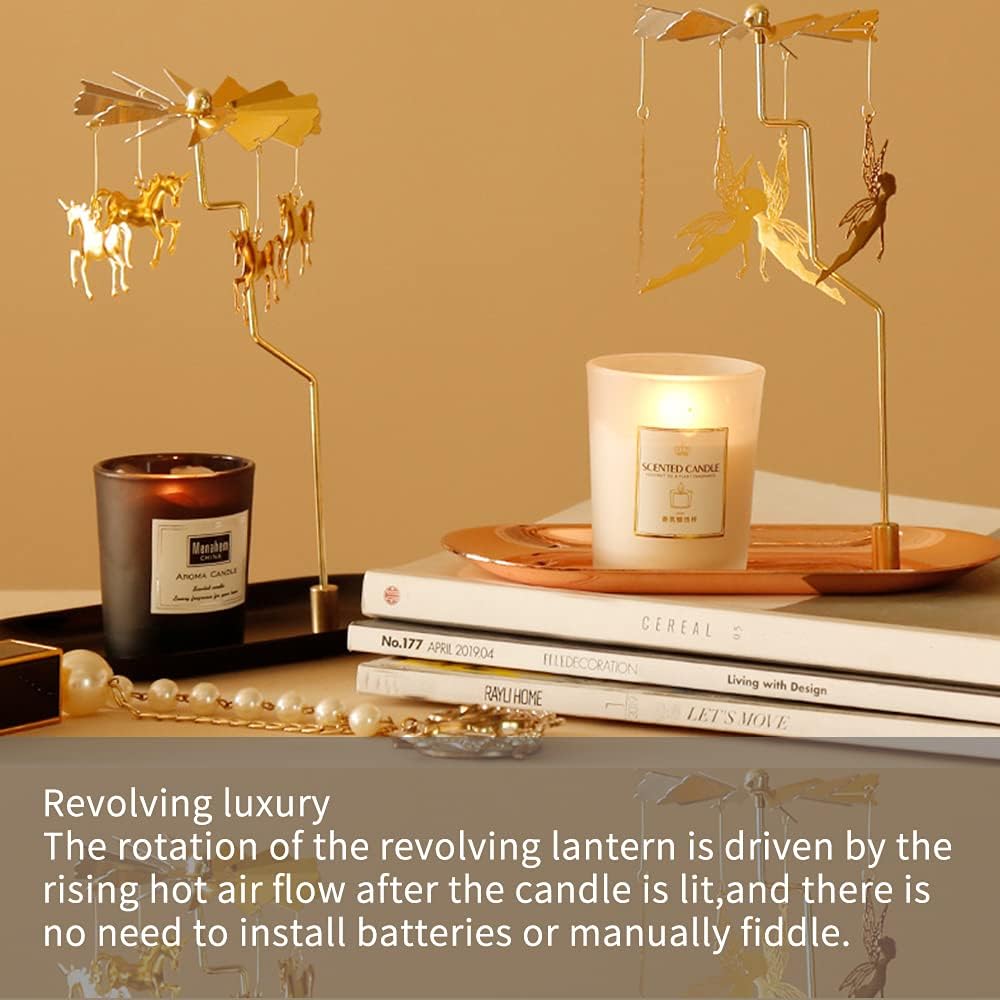Spinning Candle Holder - Gold Elves