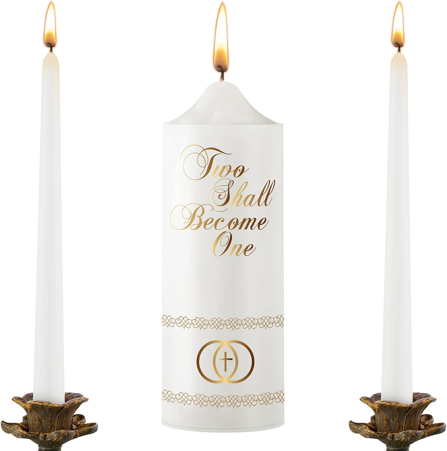 Frienda Unity Taper Candle Set - 3-Piece Cross Design