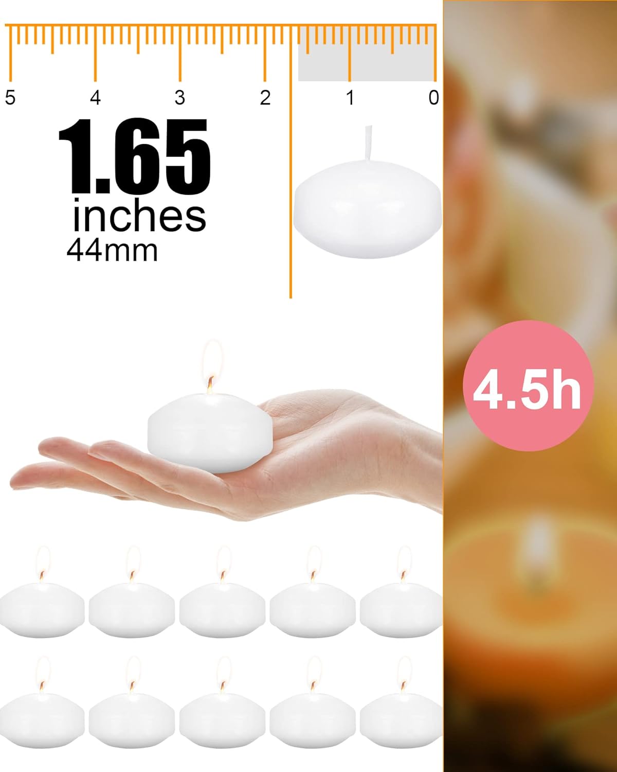 Elegant Floating Candles - 100 White Spherical Candles for Weddings Parties