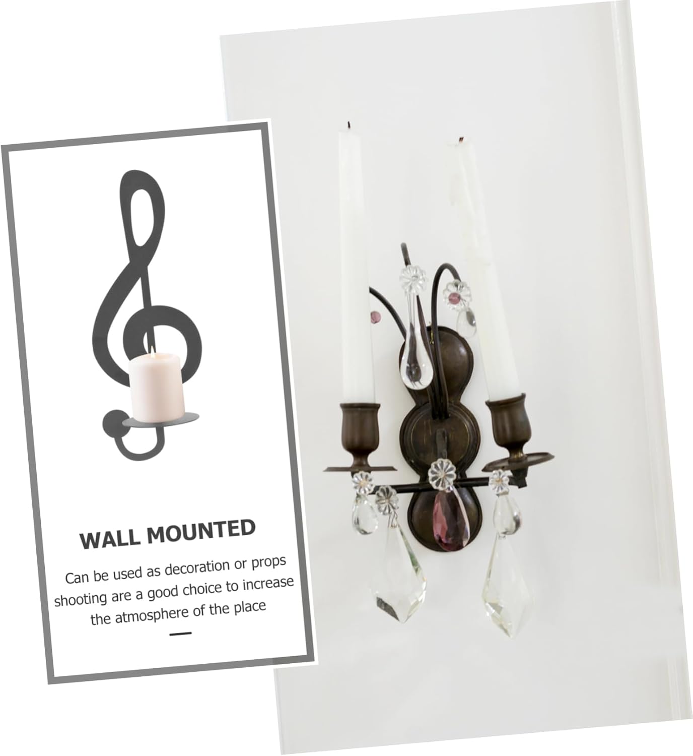 Wall Sconce Candle Holder with Music Note Design