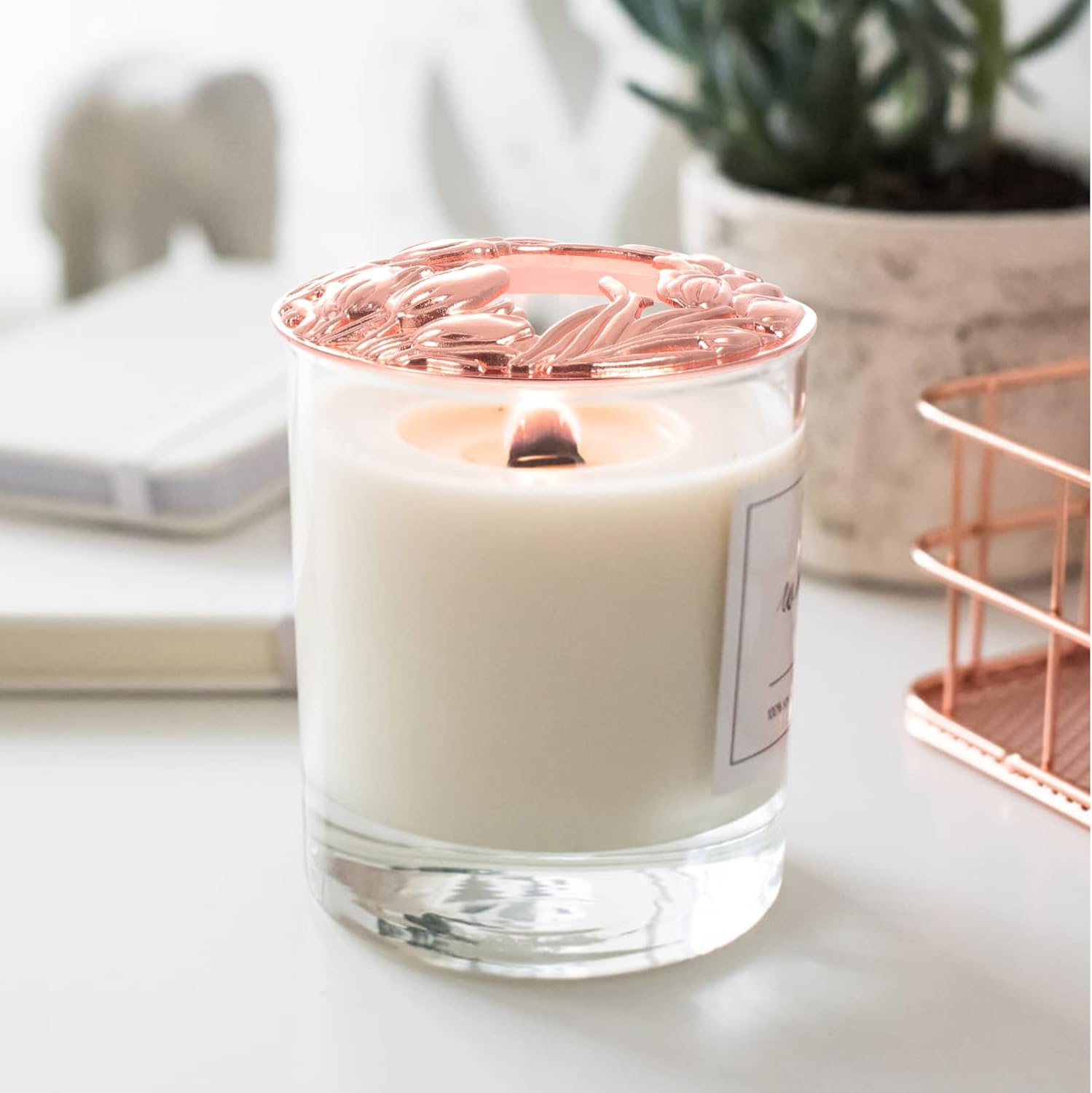 VOSAREA Windproof Durable Rose Gold Metal Candle Shade