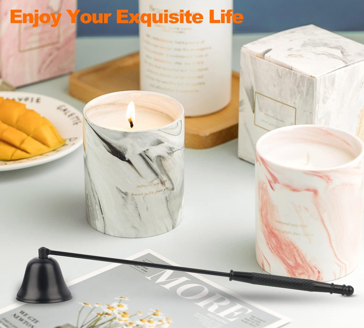 GOSGOON Premium Candle Snuffer Black Elegant Long-Handle Extinguisher for Candle Lovers
