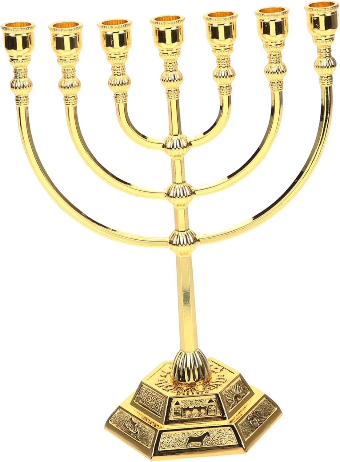 Elegant 7-Piece Metal Candlestick Set for Jewish Decor