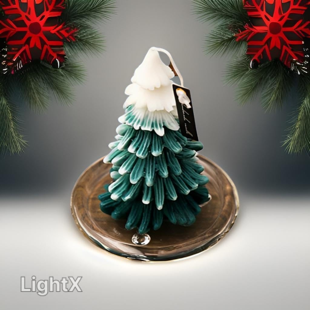 christmas tree shaped pillar candle