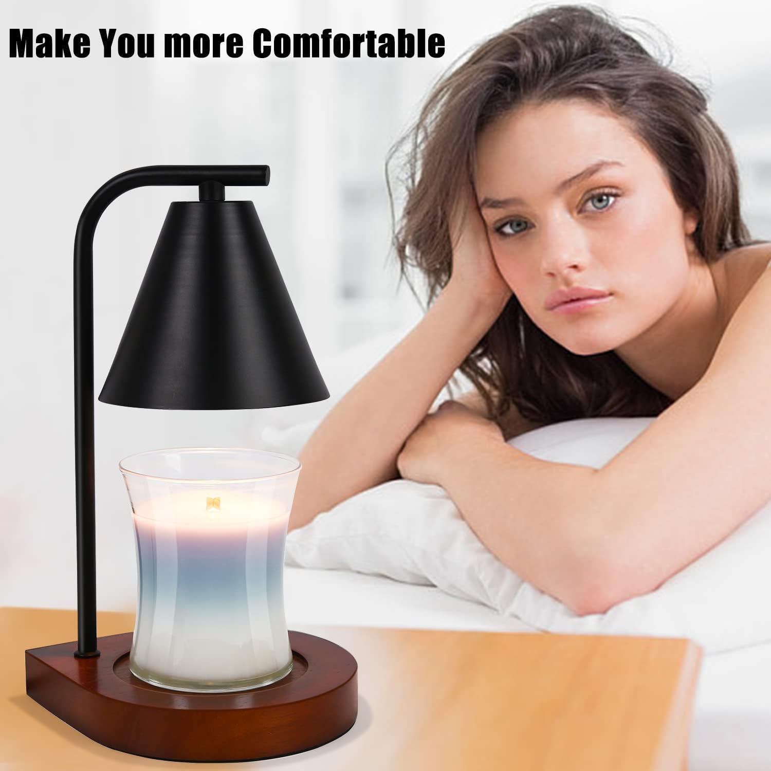 SOKCVSEA Candle Warmer Lamp Dimmable Candle Warmer with 2 Bulbs Black