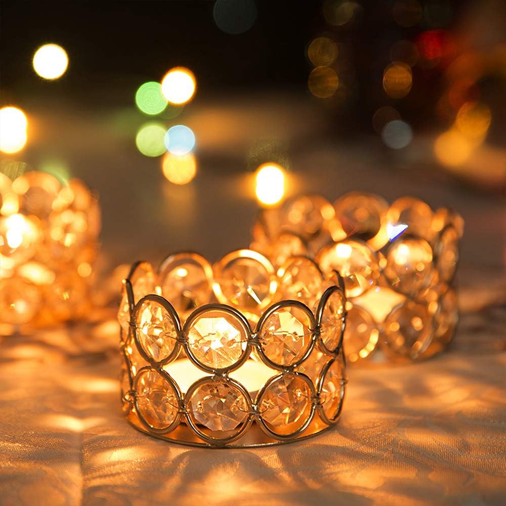 Gleaming Gold Crystal Candle Holders