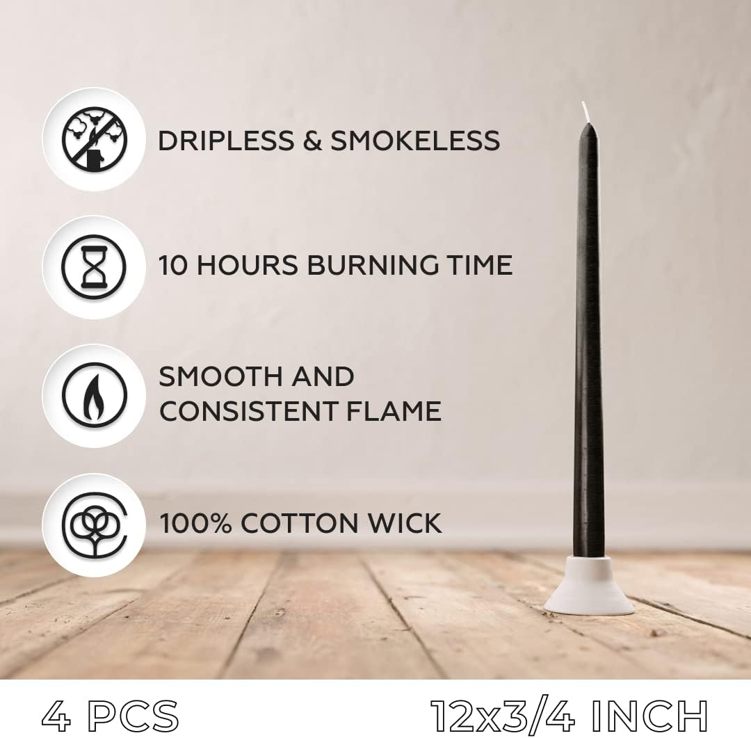 Sonedly Long-Burning 12-Inch Taper Candles 4-Pack