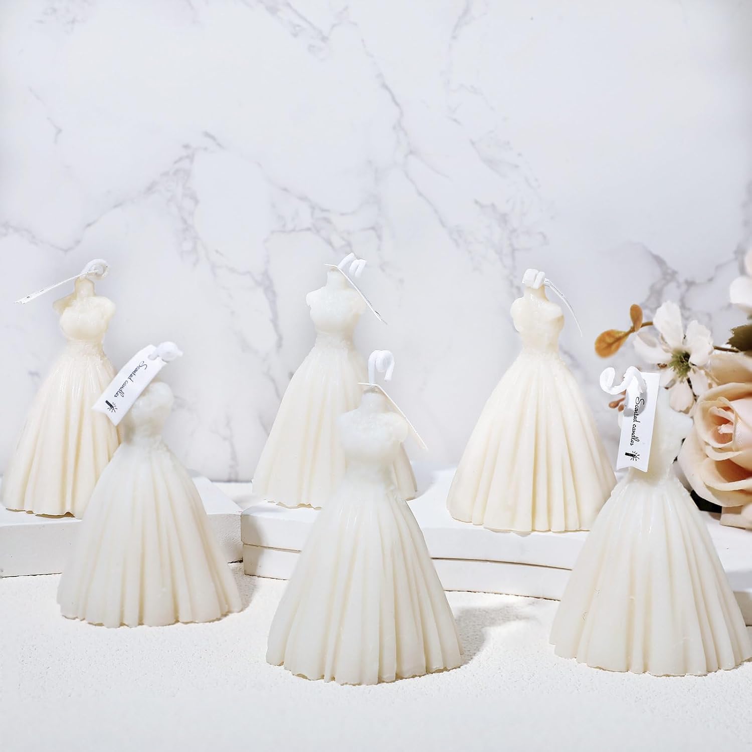 MTLEE 6-Pack Bridesmaid Wedding Dress Candles
