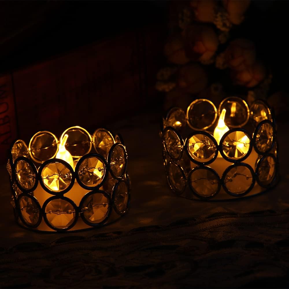 Gleaming Gold Crystal Candle Holders