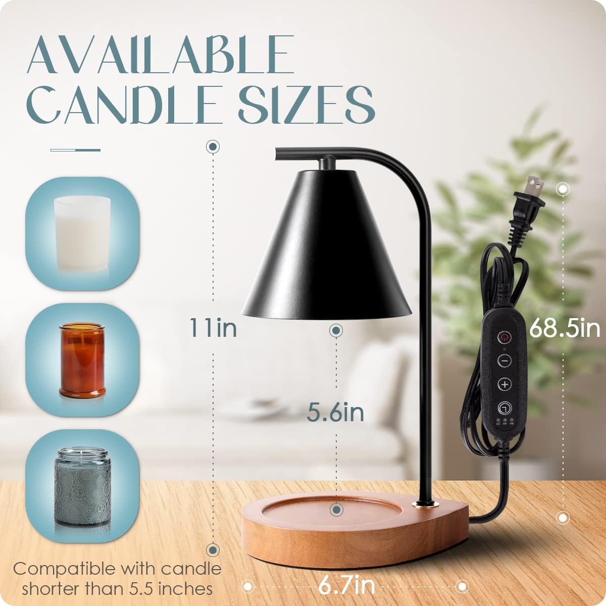 Candle Warmer Lamp with Retro Wooden Base - Safe Reliable Candle Heaters