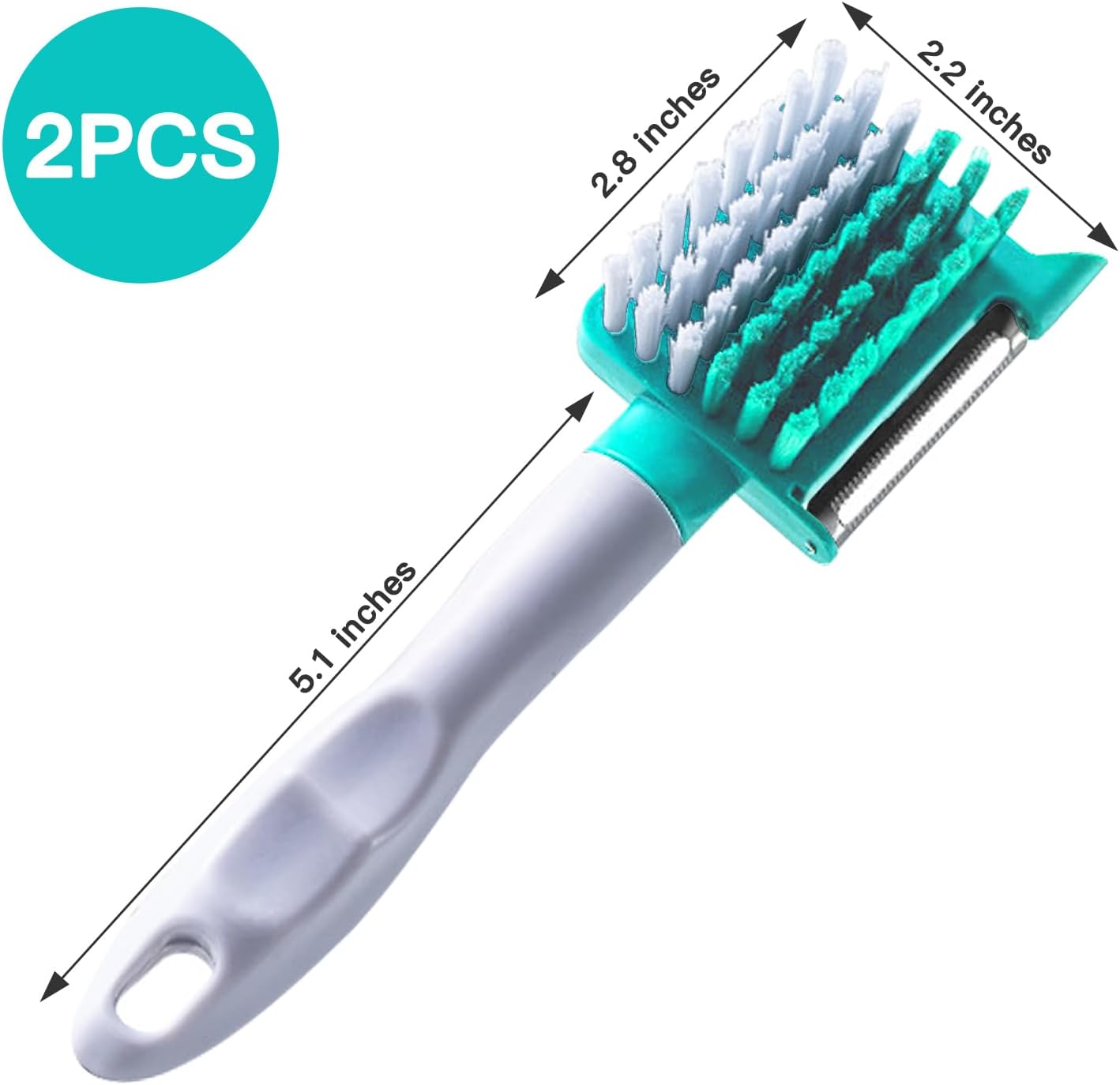 2-in-1 Vegetable Brush Julienne Peeler Light Blue