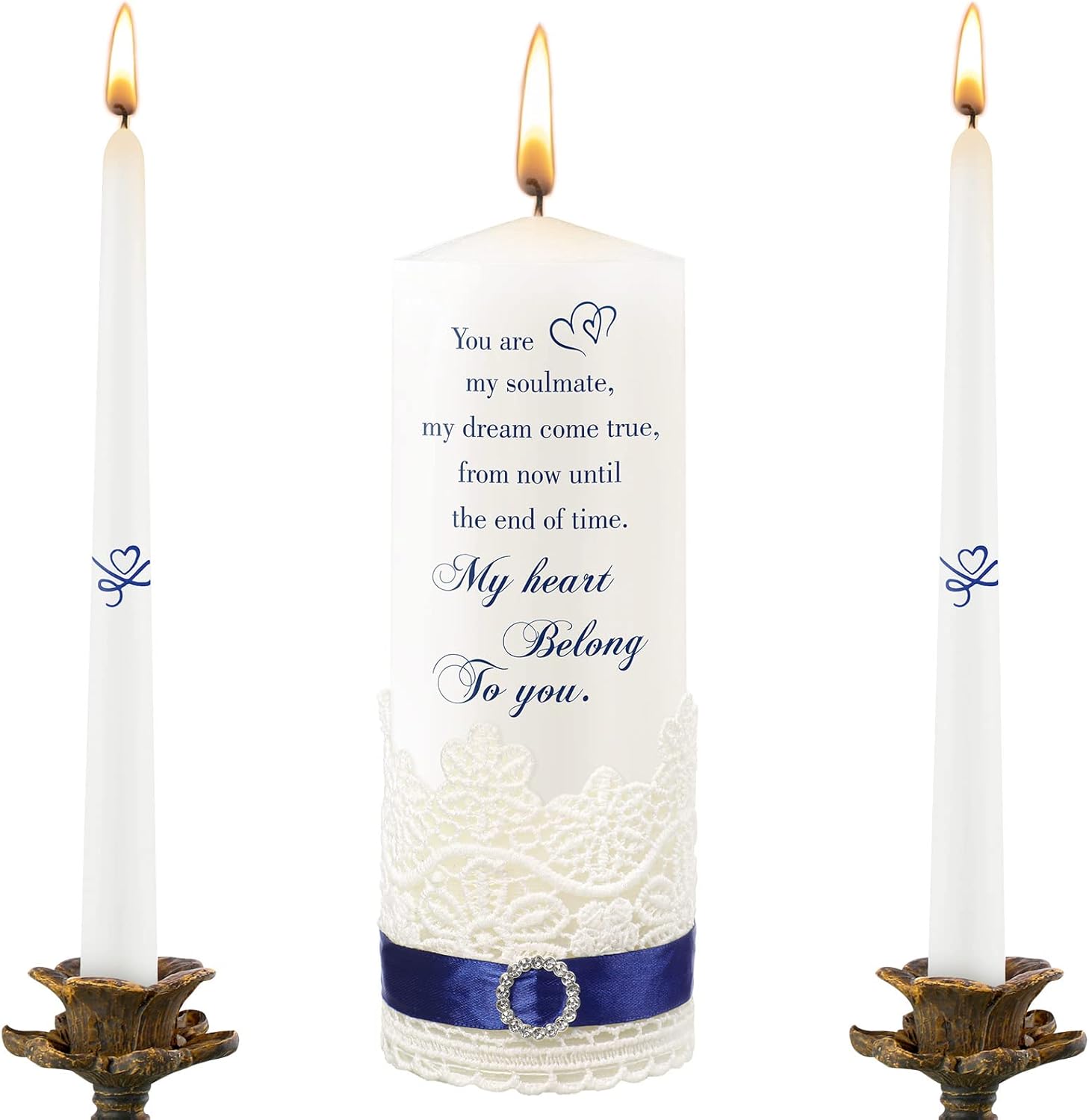 Frienda Unity Candles Wedding Set with Heart Design