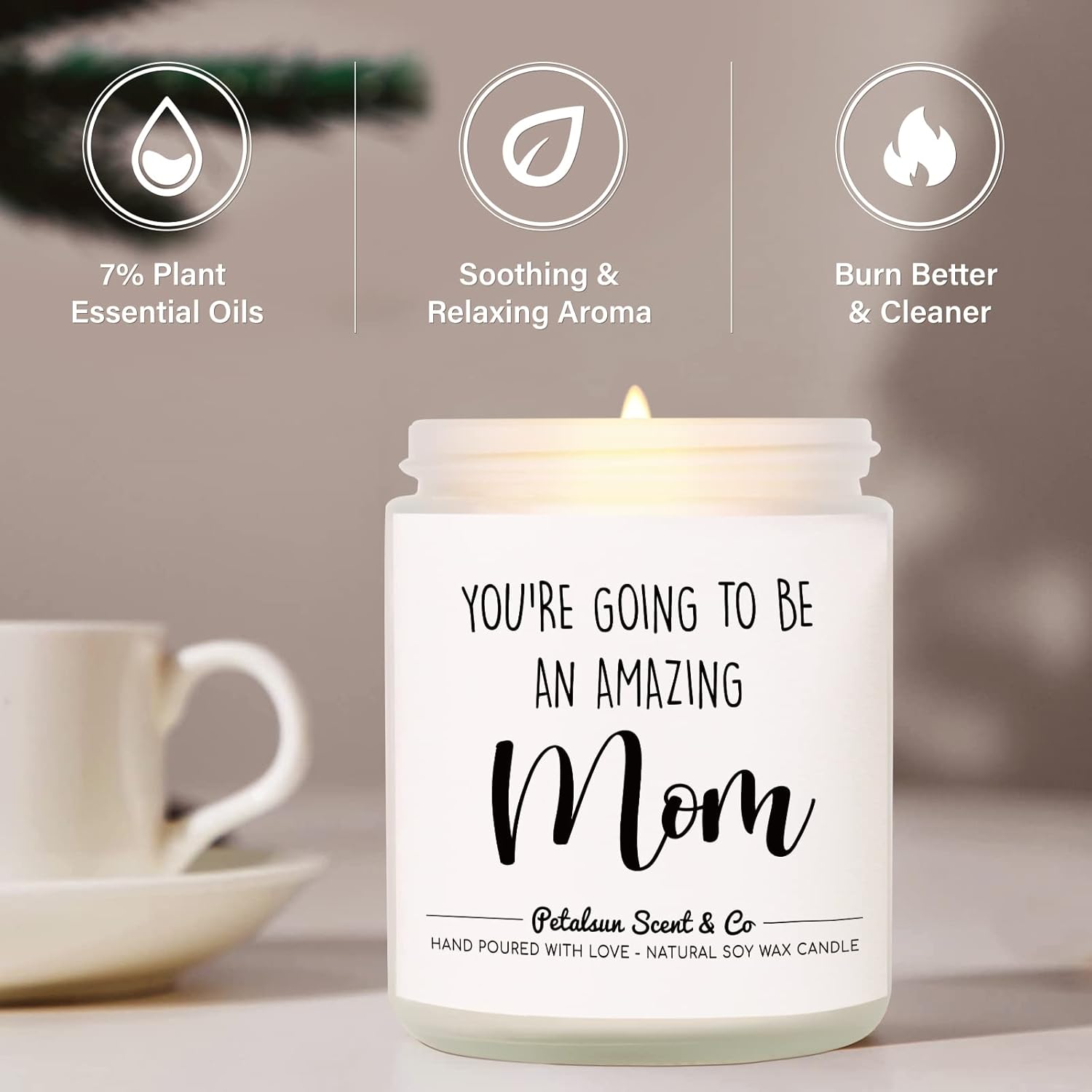 Petalsun Lavender Soy Candle for New Moms 7OZ
